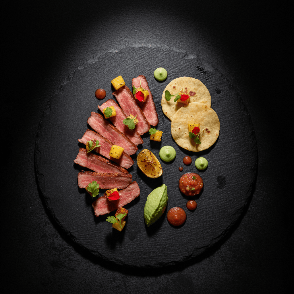 Taco al pastor gourmet deconstruido