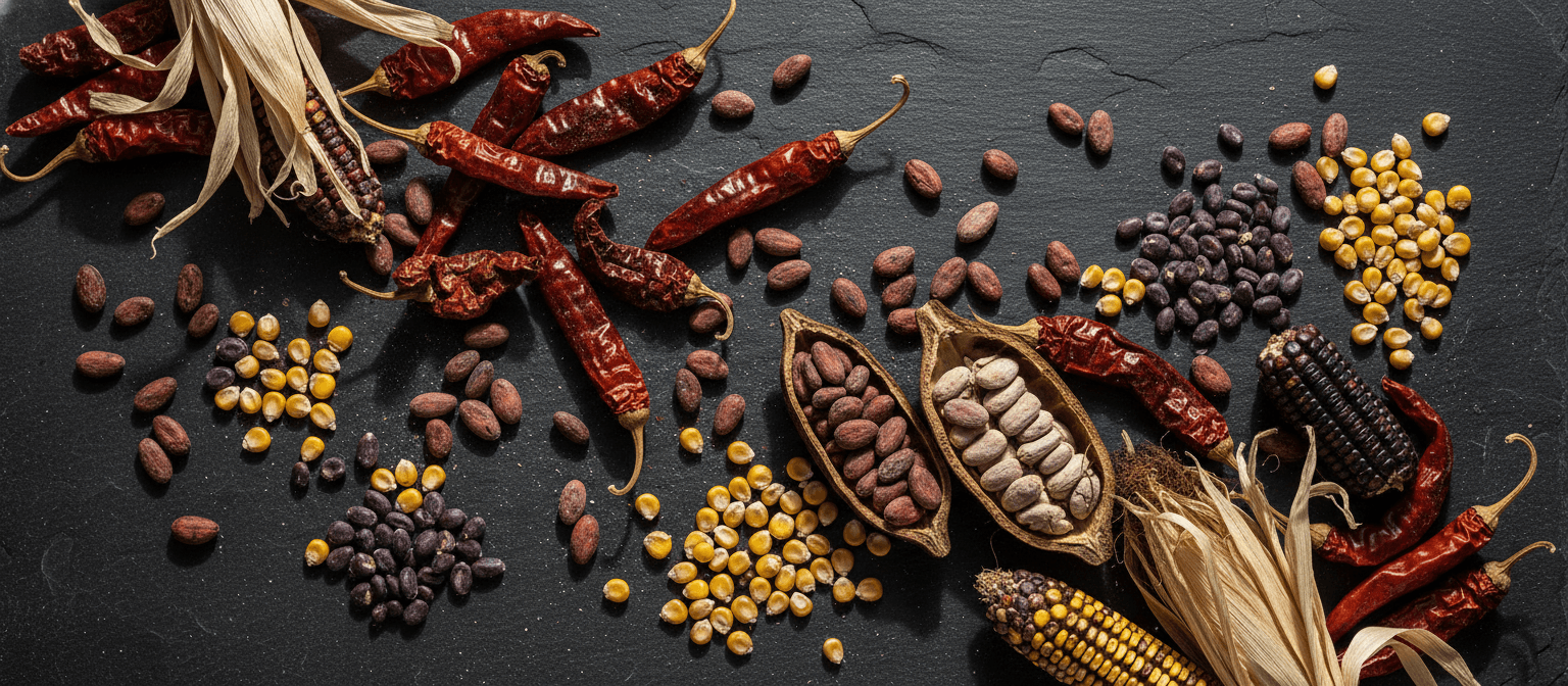 Ingredientes mexicanos crudos